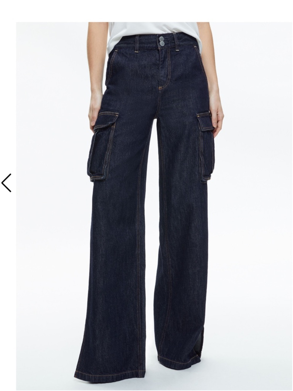 Alice + Olivia KAL BAGGY CARGO SIDE SLIT JEAN DARK RINSE 30 $395